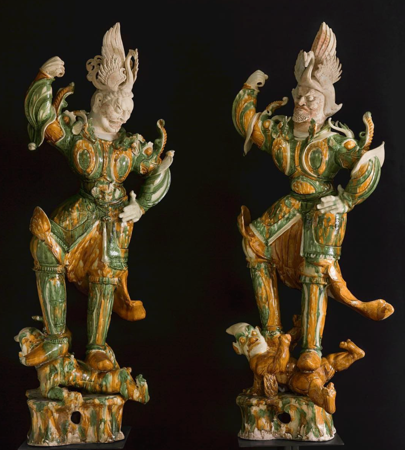 Pair of Lokapala, Tomb Guardians. Tang Dynasty, AD 618 - 907