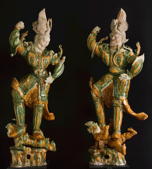 Pair of Lokapala, Tomb Guardians. Tang Dynasty, AD 618 - 907